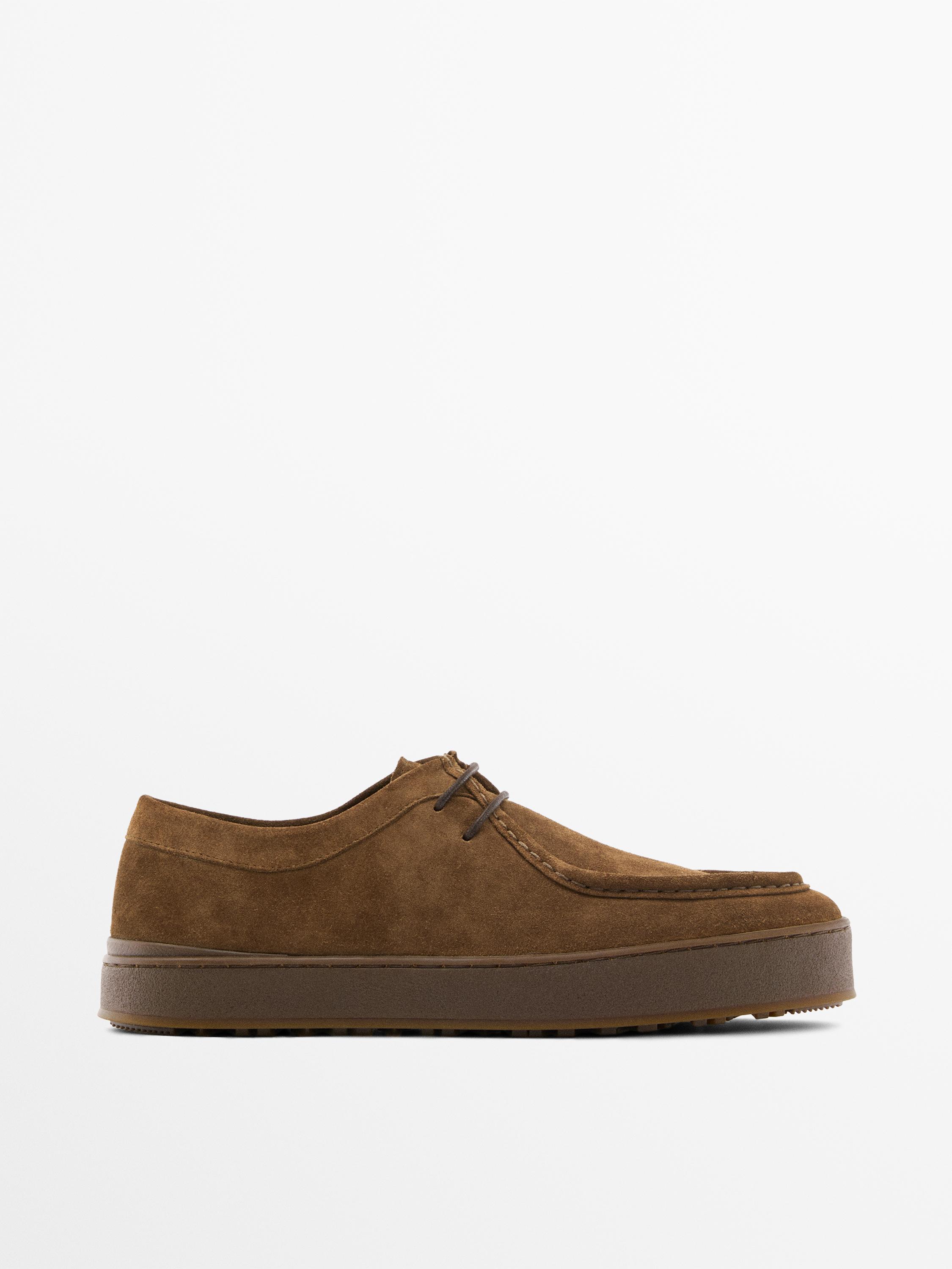 Chaussures en cuir à semelle épaisse et bord mocassin